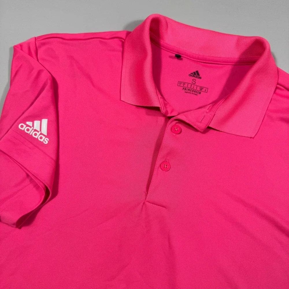 Adidas Primegreen Men's Small Pink Short Sleeve Golf Polo